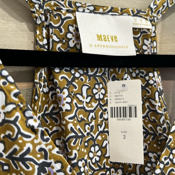 MAEVE Anthropologie NWT Floral Patterned Top in Mustard, Purple & White SIZE 2 - Picture 9 of 12